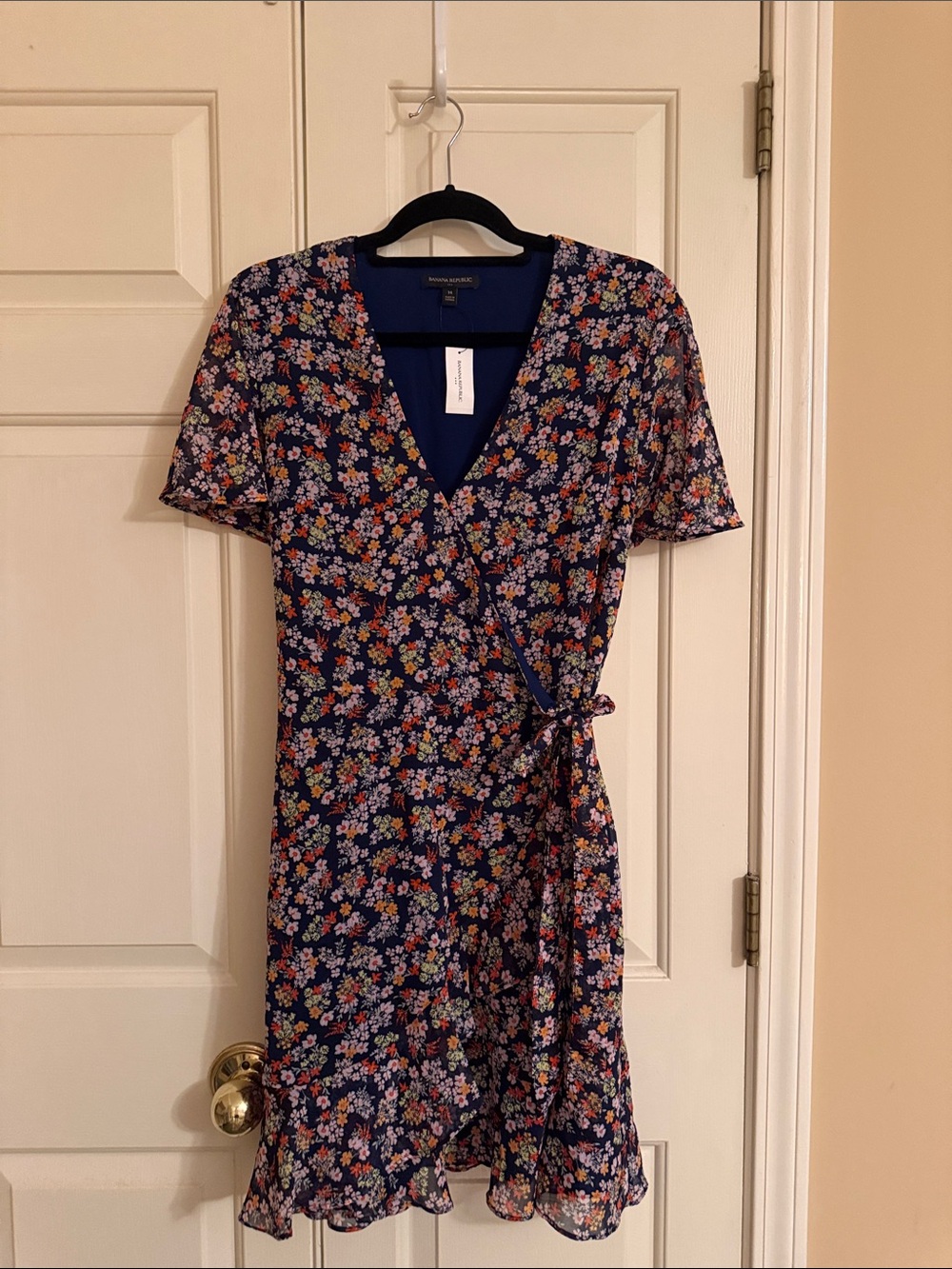 Banana Republic Navy Floral Wrap Mini Dress